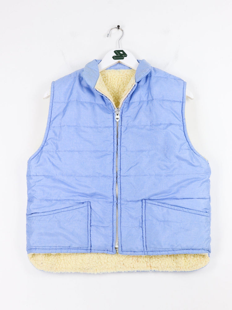 Vintage Vest Mens Small Blue 70s/80s Sherpa Lined jacket from propervintagecanada